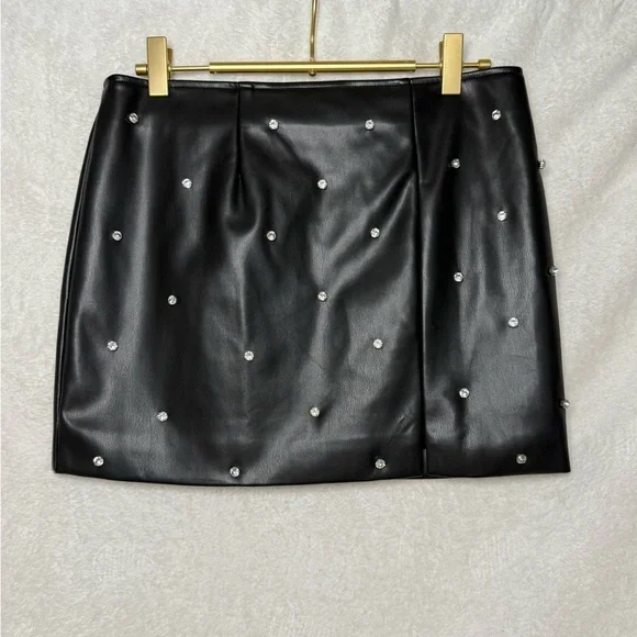 Black Mini Skirt with Bedazzled Accents - Picture 1 of 5